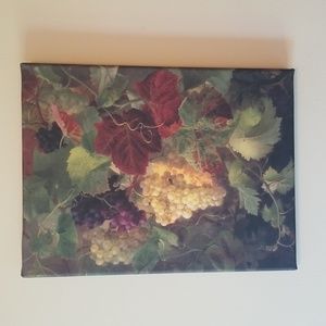 PRINT ON CANVAS TRIBUTE TO BACCHUS GOD OF WINE GRAPES FRUIT 9 X 12 WOOD